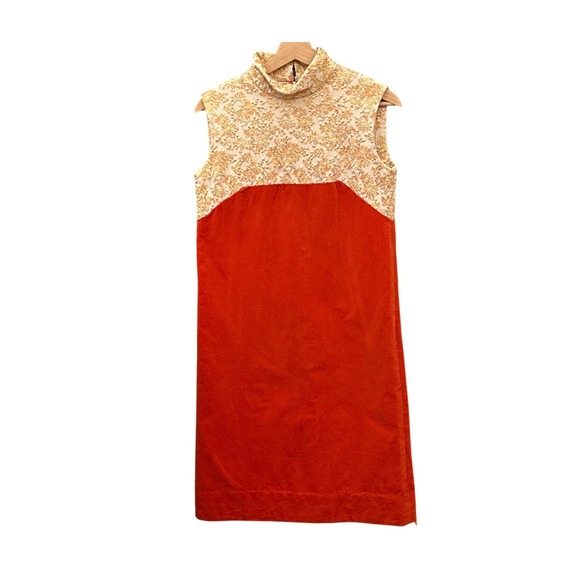 Vintage Dresses & Skirts - 60s Vintage Velvet Brocade Shift Dress Mod Retro Festive Gogo Maximalist Elegant